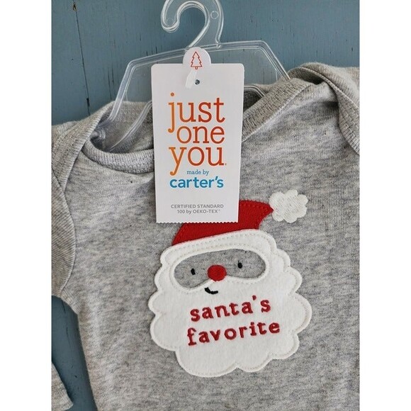Carter's Just One You Baby 'Santa's Favorite' Gray Bodysuit Size: NB (NWT) - Picture 5 of 5